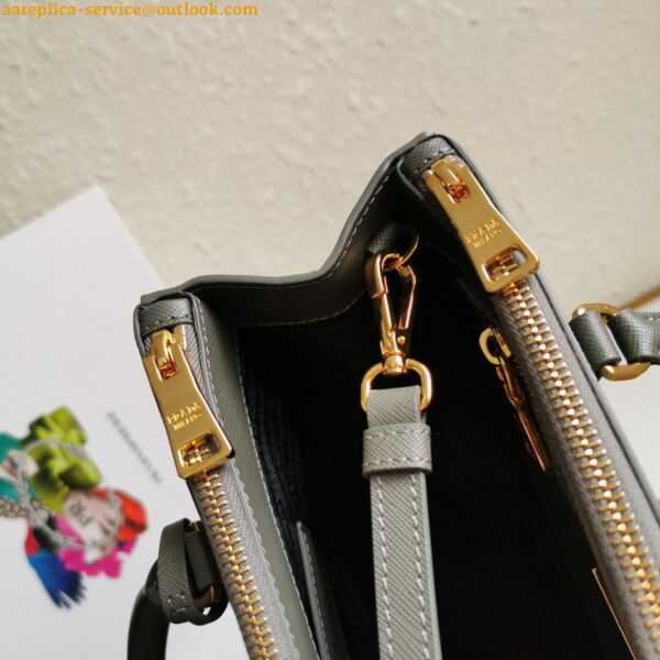 Replica Prada Galleria Medium Bag In Grey Saffiano Leather 10