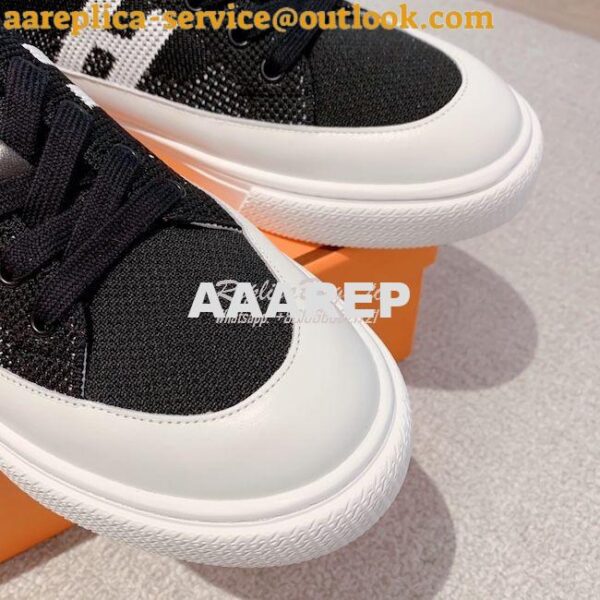 Replica Hermes Men Female Deep Sneaker Knit and Calfskin H231797 28