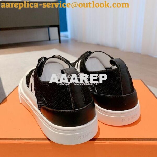 Replica Hermes Men Female Deep Sneaker Knit and Calfskin H231797 29