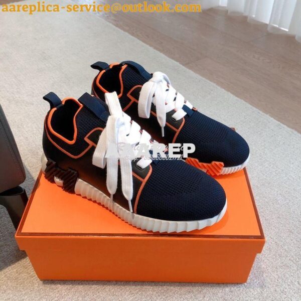 Replica Hermes Men Female Depart Sneaker Knit And Piping Calfskin H212 6