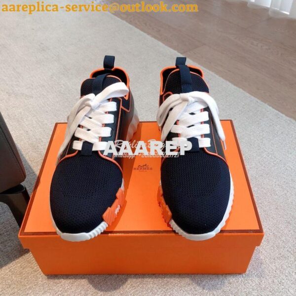 Replica Hermes Men Female Depart Sneaker Knit And Piping Calfskin H212 7