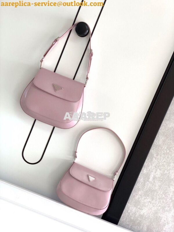 Replica Prada Cleo Brushed Leather Shoulder Bag 1BD303 Alabaster Pink