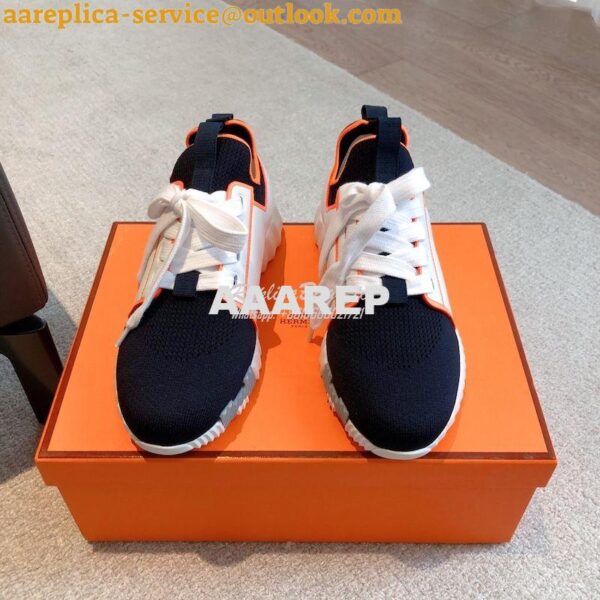 Replica Hermes Men Female Depart Sneaker Knit And Piping Calfskin H212 26