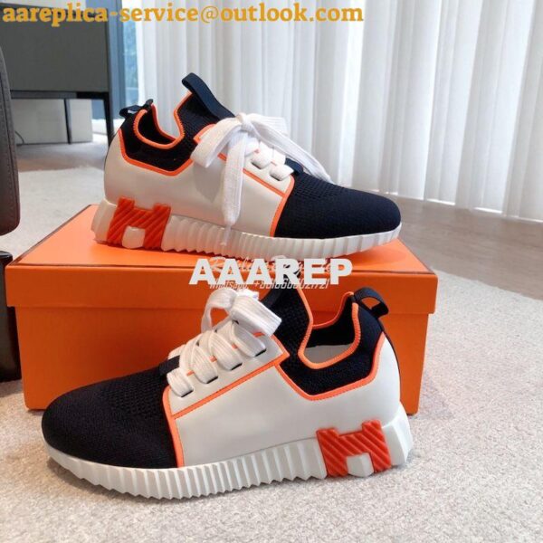 Replica Hermes Men Female Depart Sneaker Knit And Piping Calfskin H212 30