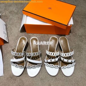 Replica Hermes Ajaccio Sandal Pump with Chaine d'Ancre H201068 Blanc