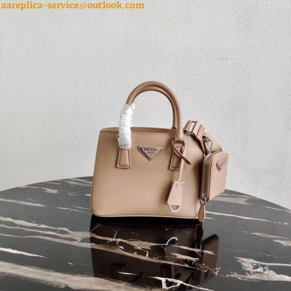 Replica Prada Galleria Mini Bag In Beige Saffiano Leather 15