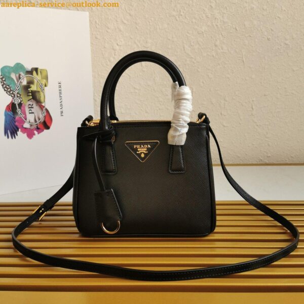 Replica Prada Galleria Mini Bag In Black Saffiano Leather 5