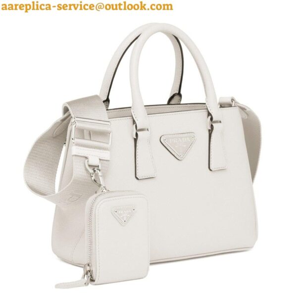 Replica Prada Galleria Mini Bag In White Saffiano Leather 3