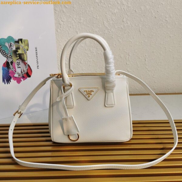 Replica Prada Galleria Mini Bag In White Saffiano Leather 5