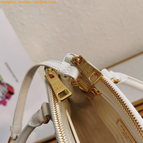 Replica Prada Galleria Mini Bag In White Saffiano Leather 7