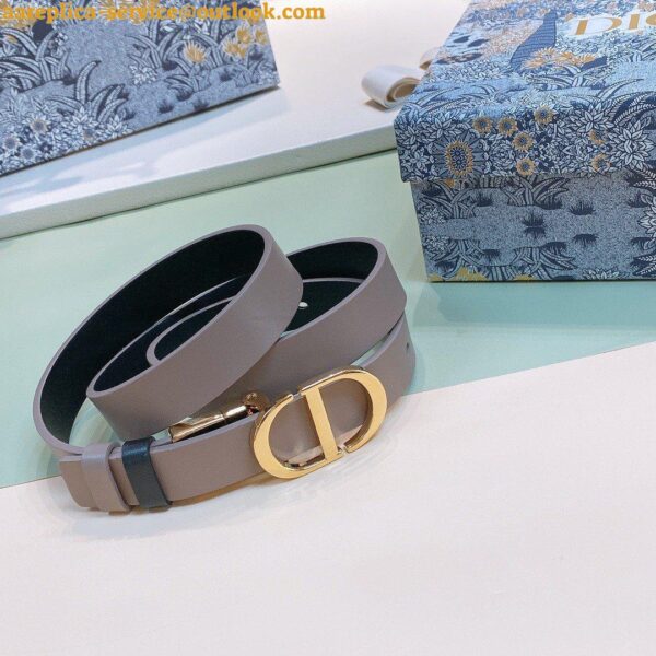 Replica Dior 30 Montaigne Reversible 20MM Belt in Grey and Black Calfskin 7