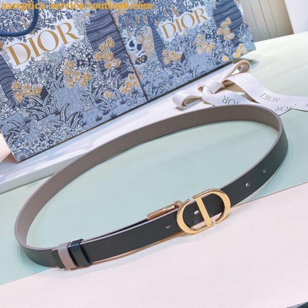 Replica Dior 30 Montaigne Reversible 20MM Belt in Grey and Black Calfskin 10