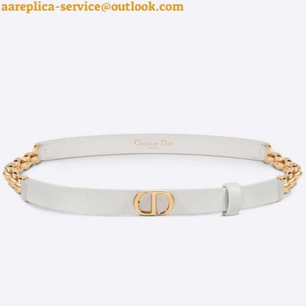 Replica Dior Caro 15MM Belt in White Calfskin and Chain 3