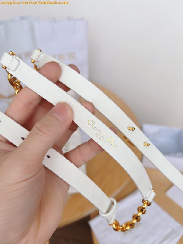 Replica Dior Caro 15MM Belt in White Calfskin and Chain 5