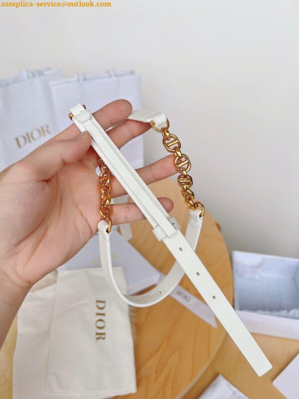 Replica Dior Caro 15MM Belt in White Calfskin and Chain 10