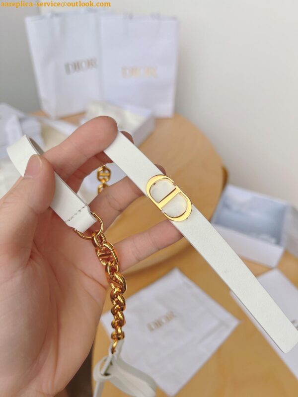 Replica Dior Caro 15MM Belt in White Calfskin and Chain 12