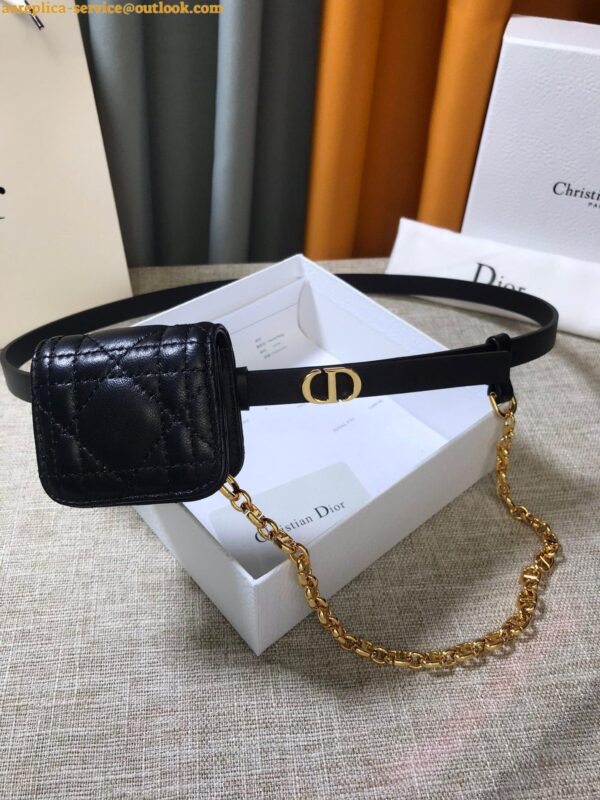 Replica Dior Caro 15MM Belt with Removable Pouch in Black Calfskin 19