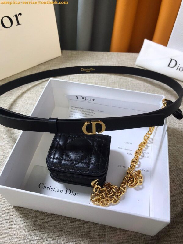 Replica Dior Caro 15MM Belt with Removable Pouch in Black Calfskin 21