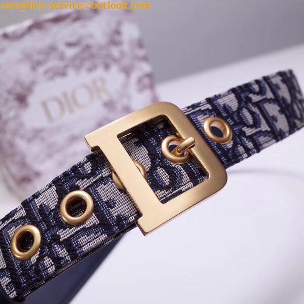 Replica Dior Diorquake 35MM Belt In Blue Oblique Canvas 14