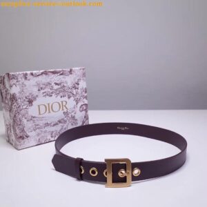 Replica Dior Diorquake 35MM Belt In Bordeaux Calfskin 2