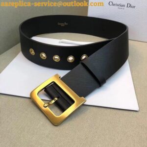 Replica Dior Diorquake 55MM Belt In Black Calfskin