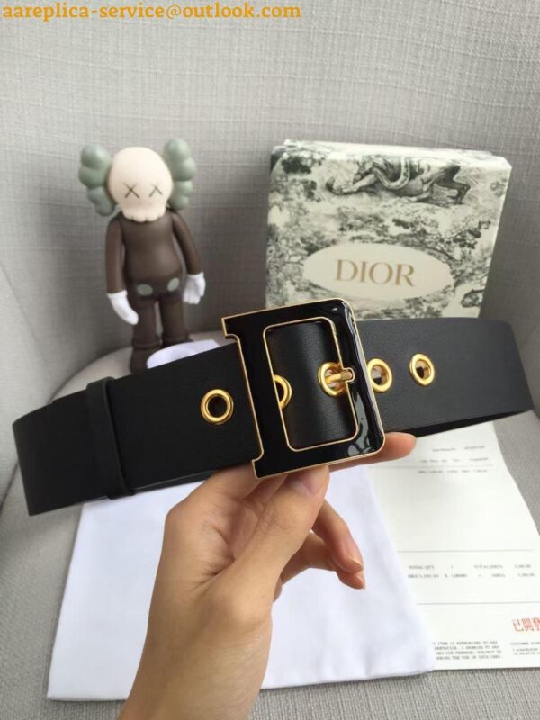 Replica Dior Diorquake 55MM Belt In Black Smooth Calfskin 5