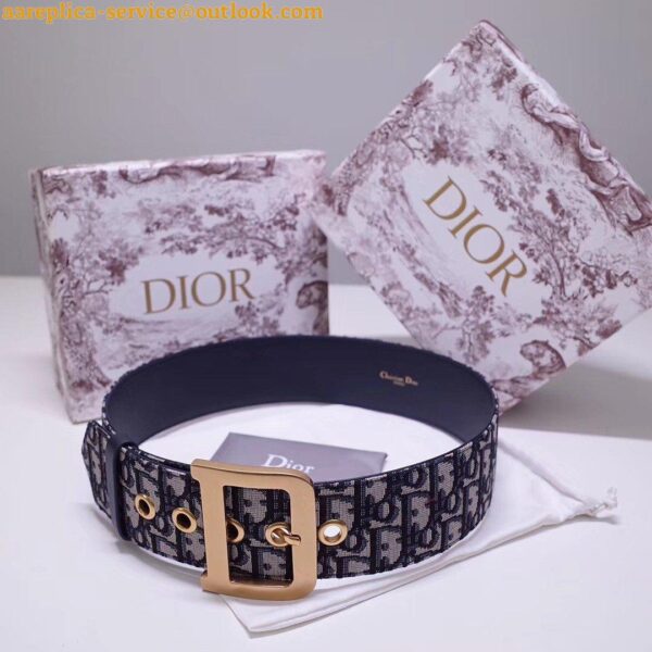 Replica Dior Diorquake 55MM Belt In Blue Oblique Canvas 3