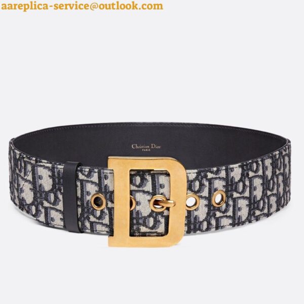 Replica Dior Diorquake 55MM Belt In Blue Oblique Canvas 5