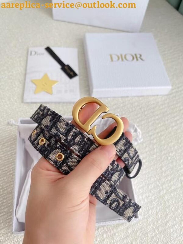 Replica Dior Saddle 20MM Belt In Blue Dior Oblique Jacquard