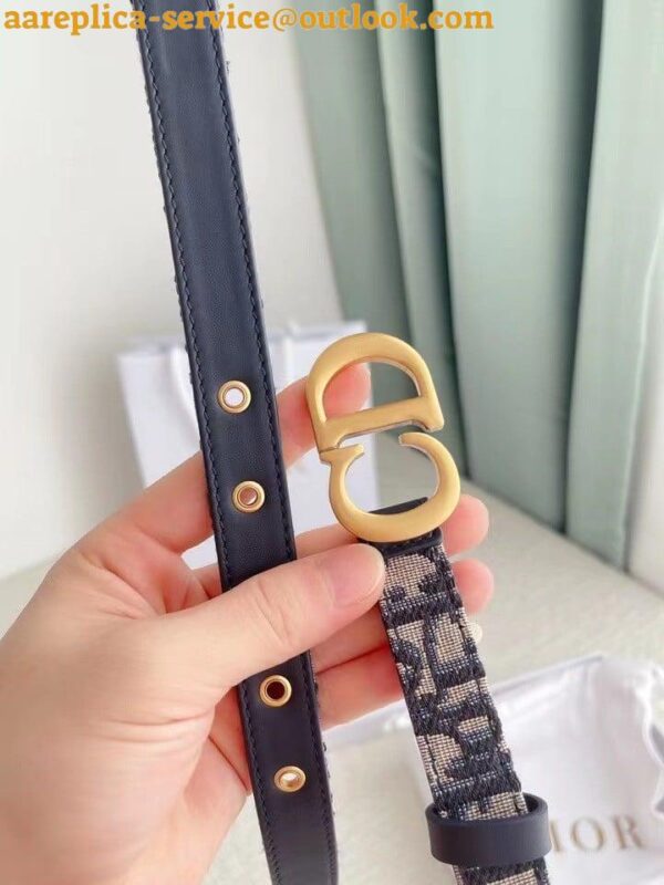 Replica Dior Saddle 20MM Belt In Blue Dior Oblique Jacquard 4