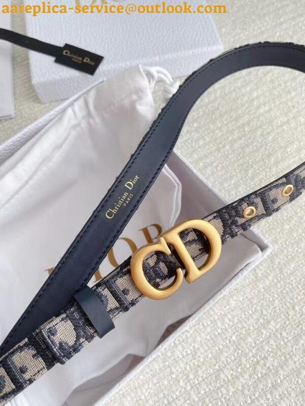 Replica Dior Saddle 20MM Belt In Blue Dior Oblique Jacquard 10