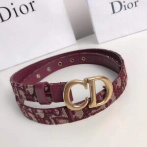 Replica Dior Saddle 20MM Belt In Bordeaux Dior Oblique Jacquard 2