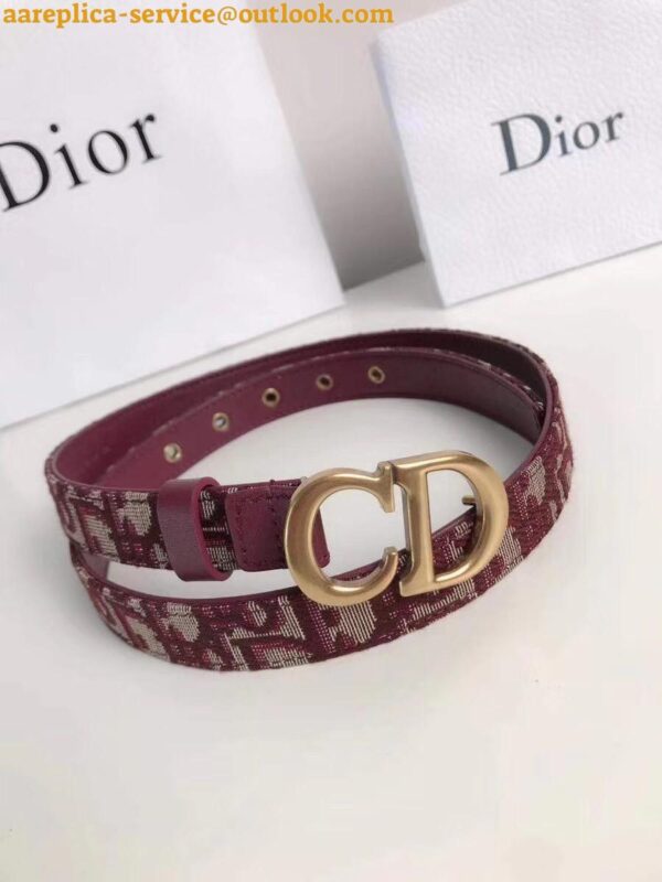 Replica Dior Saddle 20MM Belt In Bordeaux Dior Oblique Jacquard 4