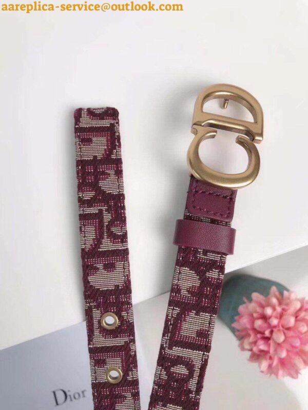 Replica Dior Saddle 20MM Belt In Bordeaux Dior Oblique Jacquard 5