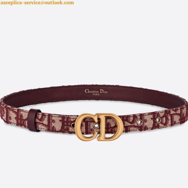 Replica Dior Saddle 20MM Belt In Bordeaux Dior Oblique Jacquard 6