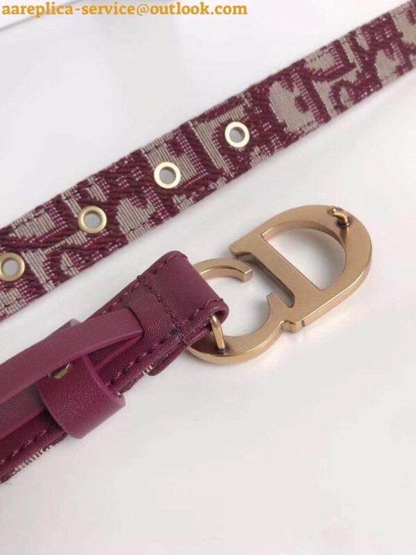 Replica Dior Saddle 20MM Belt In Bordeaux Dior Oblique Jacquard 7