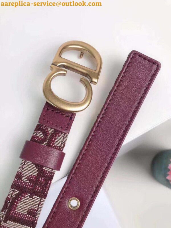 Replica Dior Saddle 20MM Belt In Bordeaux Dior Oblique Jacquard 8