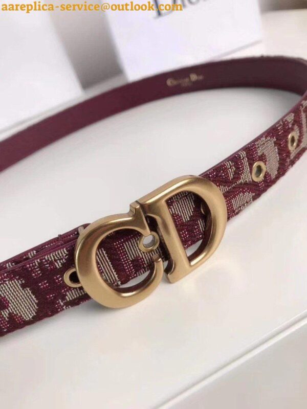 Replica Dior Saddle 20MM Belt In Bordeaux Dior Oblique Jacquard 9