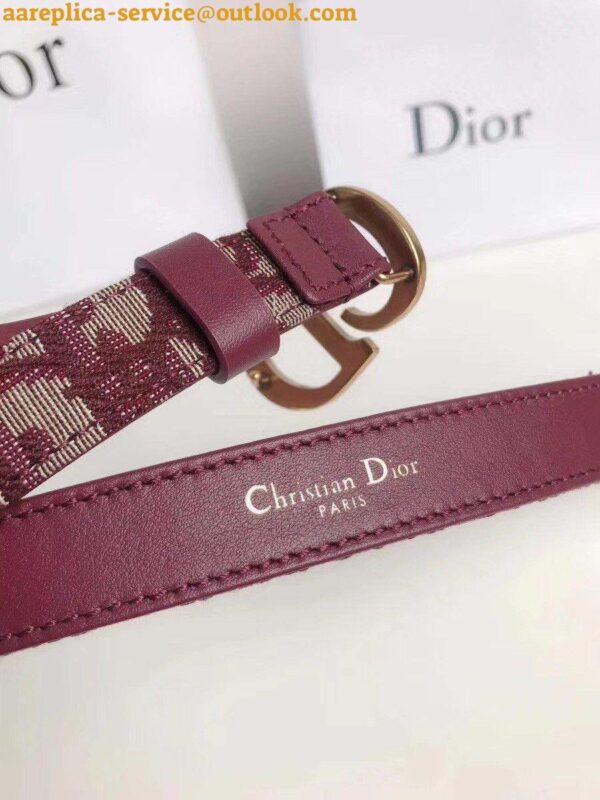 Replica Dior Saddle 20MM Belt In Bordeaux Dior Oblique Jacquard 10