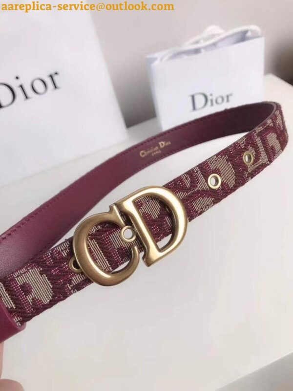 Replica Dior Saddle 20MM Belt In Bordeaux Dior Oblique Jacquard 11