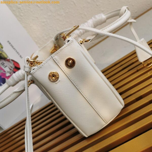 Replica Prada Galleria Mini Bag In White Saffiano Leather 11