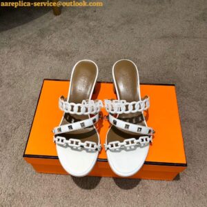 Replica Hermes Ajaccio Sandal Pump with Studs H201068 Blanc