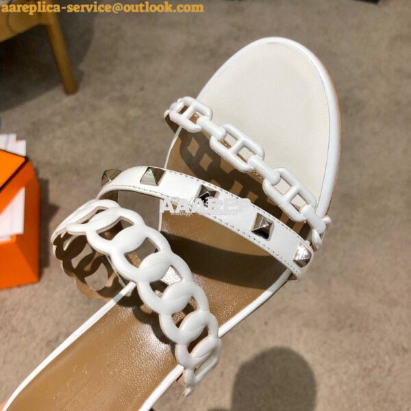 Replica Hermes Ajaccio Sandal Pump with Studs H201068 Blanc 9