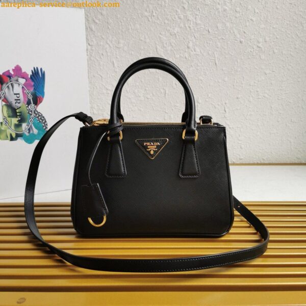 Replica Prada Galleria Small Bag in Black Saffiano Leather 10