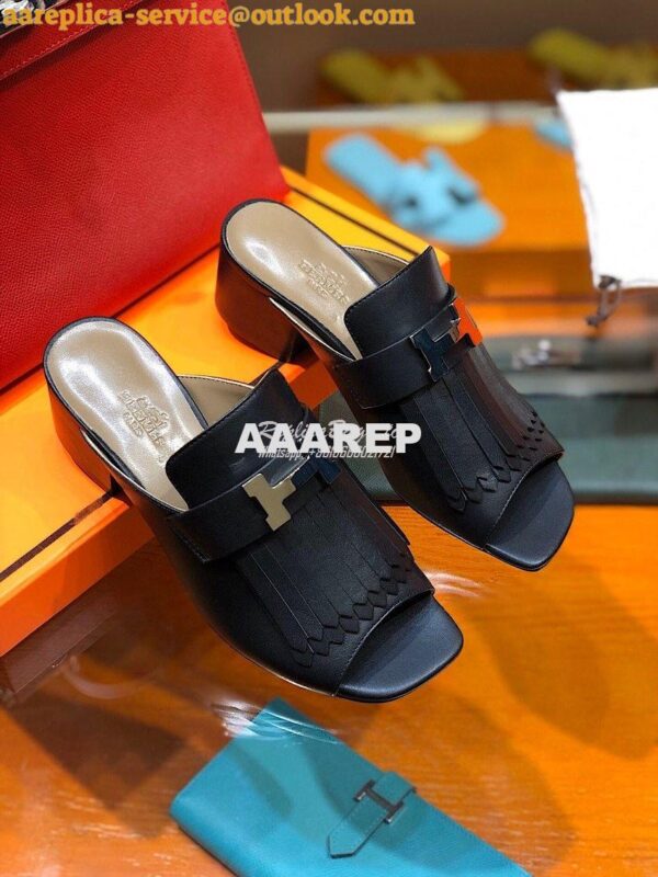 Replica Hermes Alma Sandal 2.2'' Heel H201094 Black 8