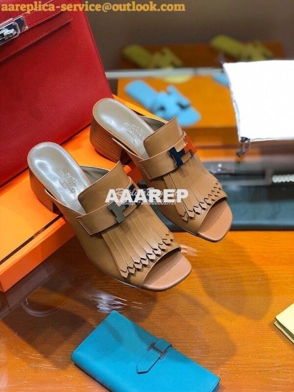 Replica Hermes Alma Sandal 2.2'' Heel H201094 Brown 3