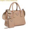 Replica Prada Mini Galleria Bag In Beige Saffiano Leather