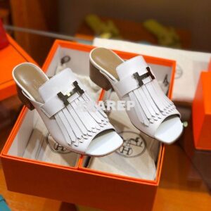 Replica Hermes Alma Sandal 2.2'' Heel H201094 White