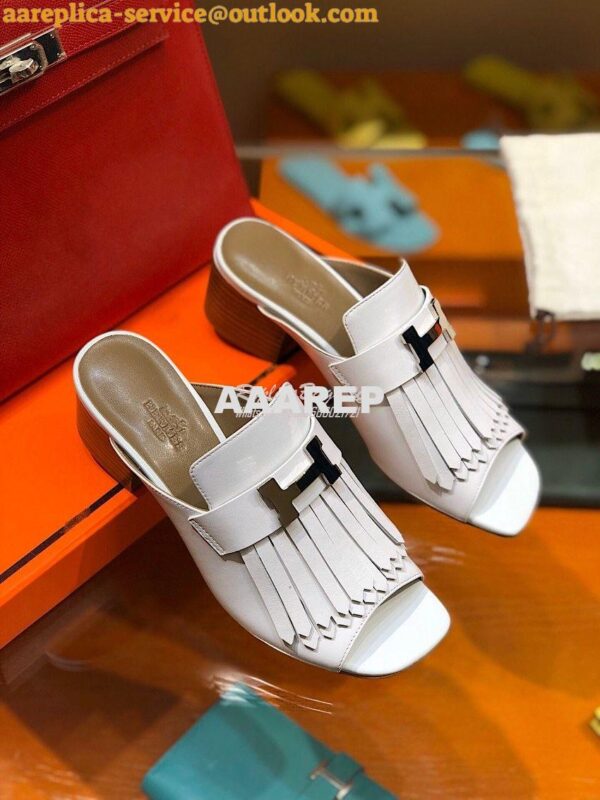 Replica Hermes Alma Sandal 2.2'' Heel H201094 White 7