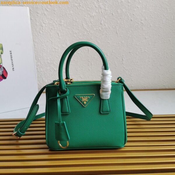 Replica Prada Mini Galleria Bag In Green Saffiano Leather 3